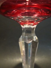 Nachtmann Wine Goblet Cranberry Pink Cut to Clear Crystal 7 3/4″ tall