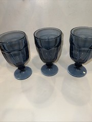 3 Libbey Gibraltar DUSKY BLUE Iced Tea Glasses Goblets 7″x 3.5″