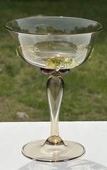 Salviati Fratelli Toso Venetian Italian Cherries Decorated Art Glass Goblet