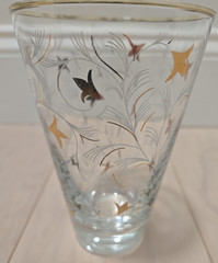 Set 5 MCM Libbey Royal Fern Glasses Tumblers Gold Leaves Etched 12 oz