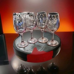 Arcoroc Rosaline Pink Swirl Oversized 7.25″ Wine Goblets France Set 9 Rare 1980