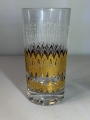 Vintage Pasinski Highball Glass MCM 22K gold encrusted filigree