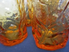 Set of four Morgantown Topaz Driftwood Crinkle Tumblers LOT A 25