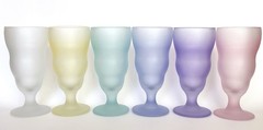 Vintage Set of 6 Libbey Watusi Soda Fountain Satin Frosted Fundamentals Glasses