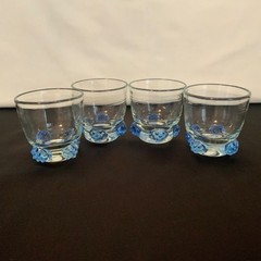 Vintage Blenko 445CT Blue Rosette 4 Oz Cocktail Tumblers Set of 4