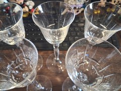 (SET OF 6 GLASSES) ELEGANT 3 oz WINE/CHAMPAGNE CRYSTAL CORDIAL W/ STEM, NO BOX