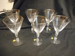 Vintage New Tiffin Montclair Set 6 Wine Goblets Platinum Trim With Paper Tags