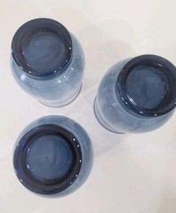 Vintage Pfaltzgraff Yorktowne Set Of 3 12 Oz Glass Glasses Tumblers Blue Etched