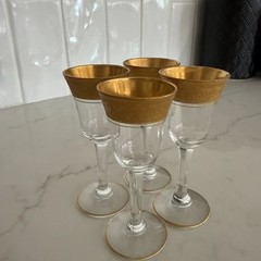Vintage Tiffin-Franciscan «Rambler Rose» Gold Encrusted Crystal Stemware Set