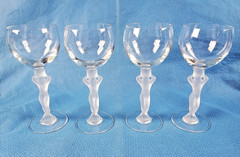 Vintage Bayel Bacchante Crystal France Nude Figure Goblets Set Of 4