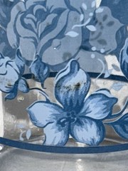 Corelle Crisa Blue Velvet Rose Glass Tumblers 16 Oz Set of 4 Vintage 6″H