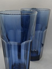 VINTAGE 2 LIBBEY GIBRALTAR DURATUFF DUSKY 16 Oz BLUE GLASSES 6.25″ TALL /3.25 D.