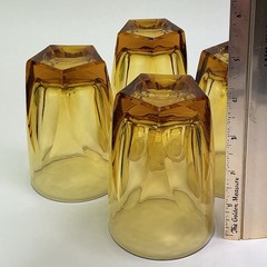 Hazel Atlas Gothic Amber Glass Paneled Glass Set Of 4 Retro Barware