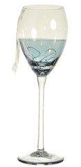 ION TAMAIAN Art Glass Wine Glass Blue Tint Set/2 Hand Painted Signed Romania New