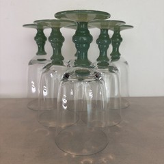 (6) Vintage Isabelle Green Iced Tea Goblets Glasses VILLEROY & BOCH Jade Stamped