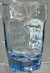 x7 Vtg Libbey Chivalry Lt Blue Juice Glasses Textured Hexagon Panel Signed 3.75″
