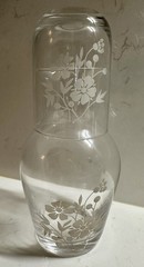 Vintage Clear Crystal Industries Nite Set Primetemps Etched Pattern 2 Pc Set