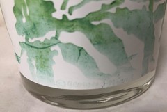 GEORGES BRIARD VNTG BAMBOO SIGNED MCM GREEN & WHITE DOUBLE OLD FASHIONED GLASSES