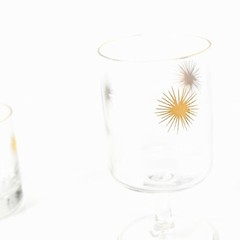 60s Vintage Mid Century Gold Starburst Pattern Bar Glasses Set Of 4