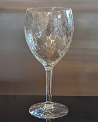 Set/2 Vintage West Virginia Glass Diamond Optic Wine Mouth Blown Glass 8.75″ NEW