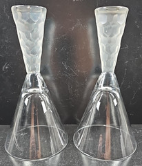 2) Artland Presscott Clear Wine Glasses Set Elegant Hex Frosted Stemware Bar Lot
