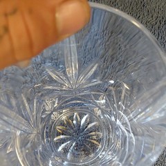 Clear Cut Glass Tumbler, Decorative Starburst Pattern, 1-Piece