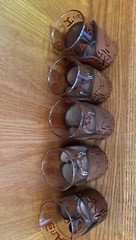 Libbey Bamco Western Highball Glasses 5″ Tooled Leather Sleeves Bull Horse