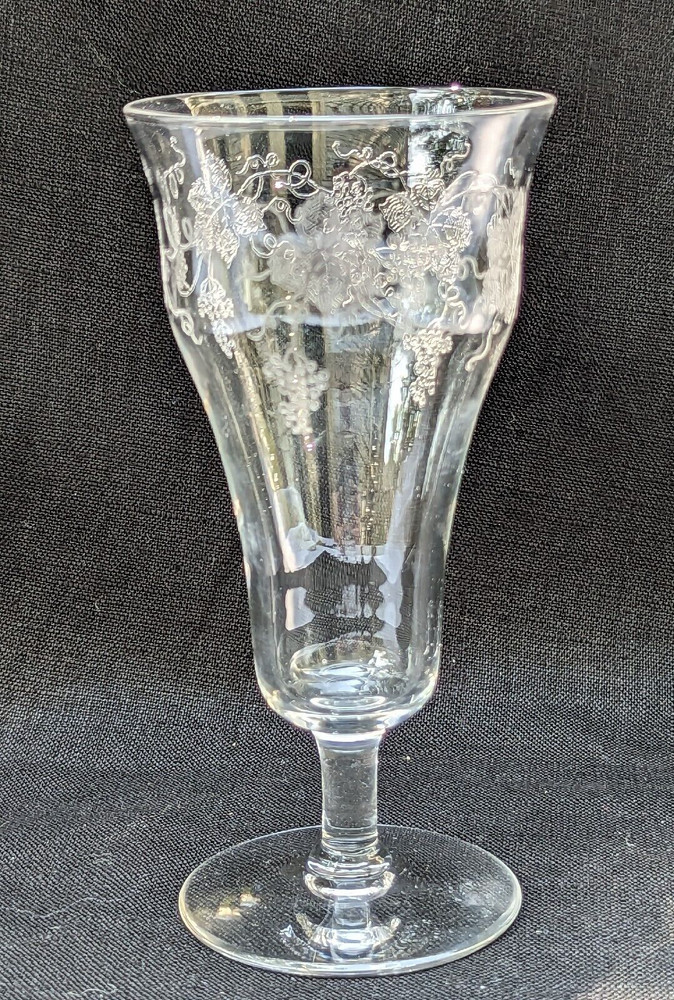 ANTIQUE FOSTORIA NEW VINTAGE GRAPE ETCH #227 STEM 858 5 1/2″ PARFAIT/CHAMPAGNE