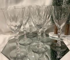 Fostoria Style 7.75” Illusion Pineapple Stem Water Goblet – Set of 6