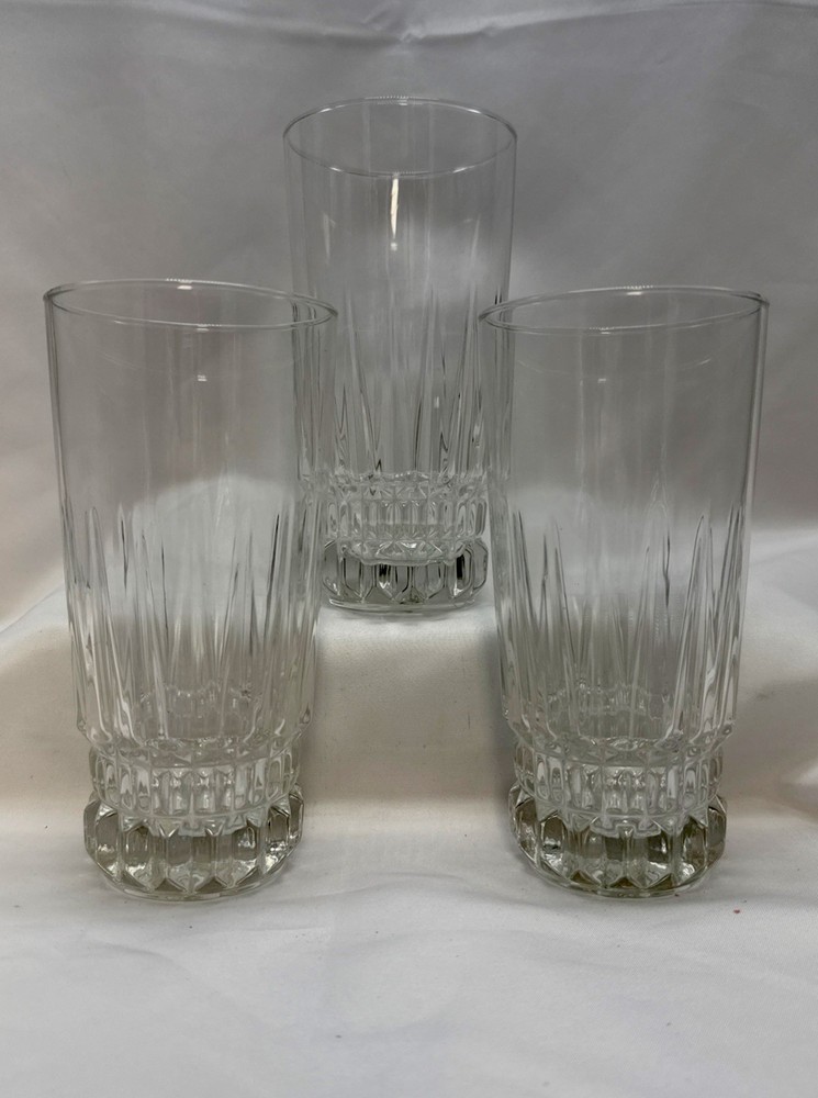 Cristal d’Arques Villeneuve Barcelona Crystal Highball Tumblers Set 3 France 6in