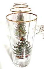 Spode Christmas Tree Vintage 1980 Set of Four Highball Glasses