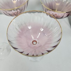 Anthropologie (4) Pink Gold Waterfall Coupe Champagne Wine Glass Ombre 24k Gold