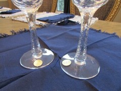 PAIR OF DRESDEN CRYSTAL RED WINE GLASSES DIAMOND SIGNED 8.5″ #2050 KALICH 270ML