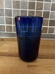 MOUTH BLOWN COBALT BLUE GLASS FRENCH TUMBLER, 5.5″ X 3.5″