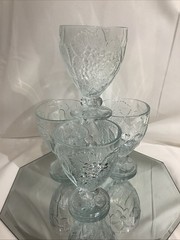 VTG Pasabache Art Of Glass 5.5” Water Wine Goblet Raised Fruit Motif – Set of 4