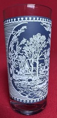Vintage Currier & Ives Frosted Blue Collection 12oz Tumbler