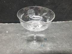 VTG TOSCANY CRYSTAL BUTTERFLY FLORAL ETCHED CHAMPAGNE COUPE SHERBET GLASS 6 0Z