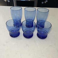 6 PC Vintage Libbey Bangles Tumblers Water & Juice Glasses 12oz & 16oz