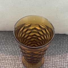 VTG Indiana Whitehall Cubist Amber Iced Tea/water Glass Footed 12oz Tumbler 6″