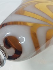Vintage Amber White Swirl Art Glass Goblet Hand Blown Murano Style Wine Water