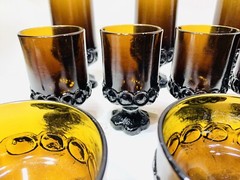 Vintage Mid Century Tiffin Franciscan Madeira Amber Goblets 4 Sizes 19 pieces