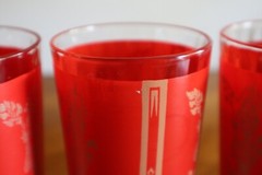 5x Vintage Culver Red Gold Siam Thai Goddess Tumbler Highball Drinking Glass MCM