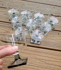 10 Federal Glass Nordic Midnight Square Base 7 Oz Cocktail Glasses Champagne Vtg