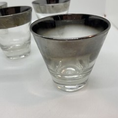 Vintage Dorothy Thorpe Shot Glasses Lot QTY 5 Silver Rim 2.75″ Mid Century