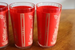 5x Vintage Culver Red Gold Siam Thai Goddess Tumbler Highball Drinking Glass MCM