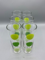 Polka Dot Highball Glass Tumblers Retro MCM Large Green Polka Dots – Set of 6