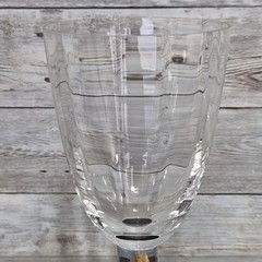 Stephen Smyers Studio Art Glass Gold Dots Blue Stem 6-1/2″ Wine Goblets