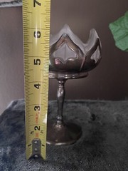 Vtg Westmoreland Frosted Glass Chrome Art Deco MCM Lotus Compote Krome-Kraft