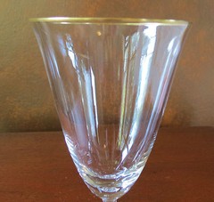 Tiffin Mansfield Gold Rim #17640 Air Bubble Stem Iced Tea Footed Tumbler(s)