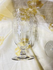 Set of 6 Fostoria Navarre Crystal 5 3/8″ Floral Etched Footed Water Tumblers
